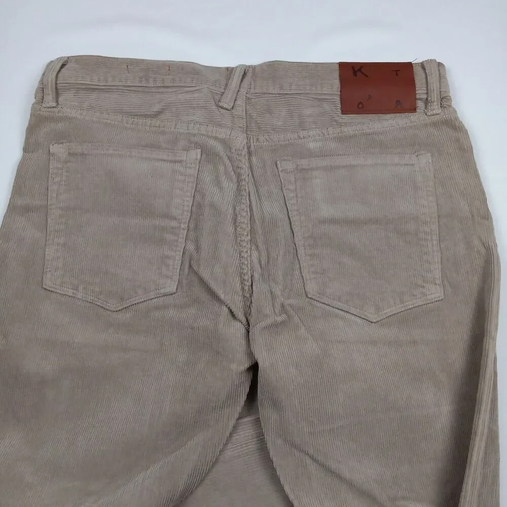 KATO Hiroshi Kato Mens 34 The Pen Slim Fit Corduroy 5 Pocket Pants Light Gray...